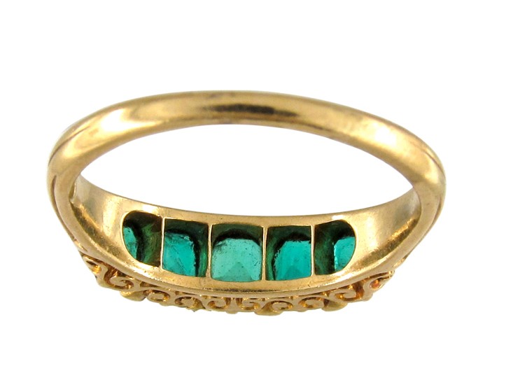 Victorian Columbian Emerald Five Stone Ring
