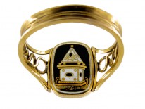Enamel Mourning Flip Over Ring with Urn