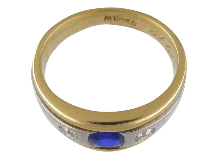 Sapphire & Diamond Platinum Gold Band