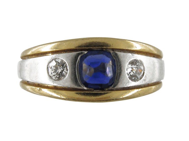 Sapphire & Diamond Platinum Gold Band