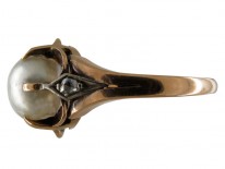 Victorian Natural Pearl & Rose Diamond Ring