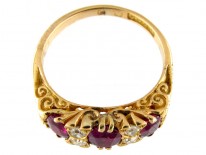 Three Stone Ruby & Diamond Ring
