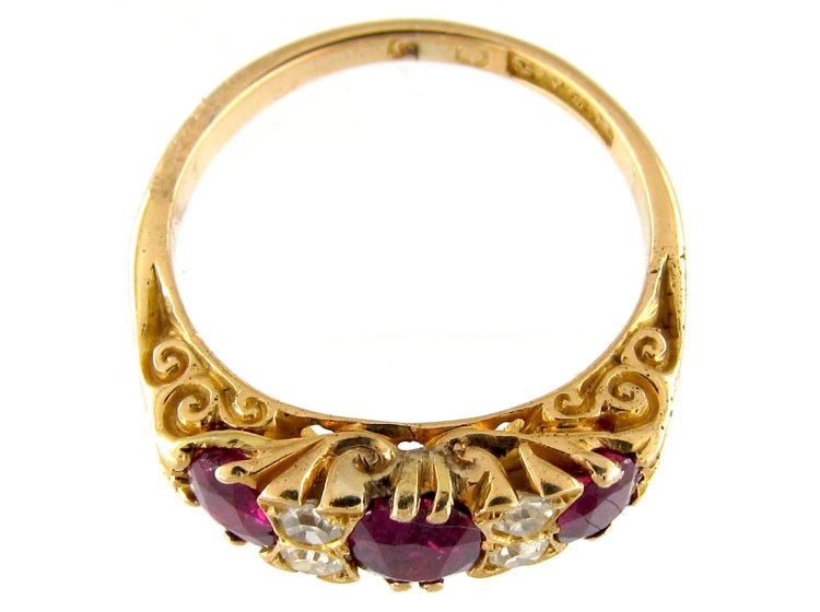 Three Stone Ruby & Diamond Ring