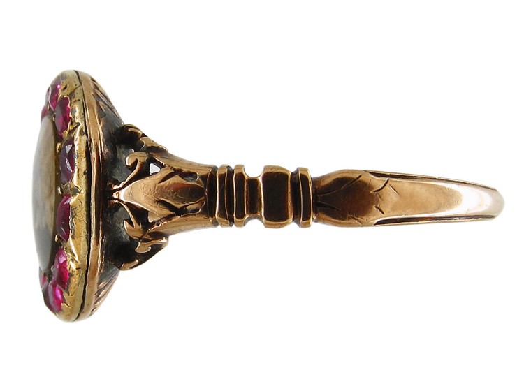 Georgian Ruby & Figured Moss Agate Ring