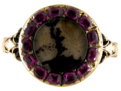 Georgian Ruby & Figured Moss Agate Ring