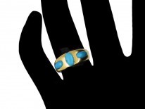 Three Stone Turquoise Victorian Ring
