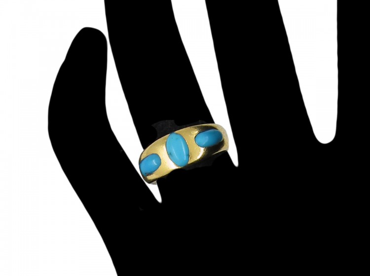 Three Stone Turquoise Victorian Ring