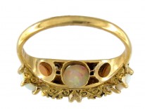 Three Stone Opal & Diamond Victorian Ring