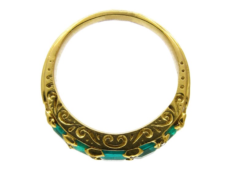 Victorian 18ct Gold, Five Stone Colombian Emerald Ring