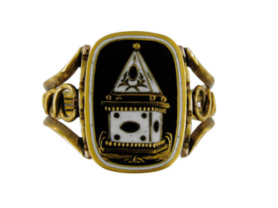 Enamel Mourning Flip Over Ring with Urn