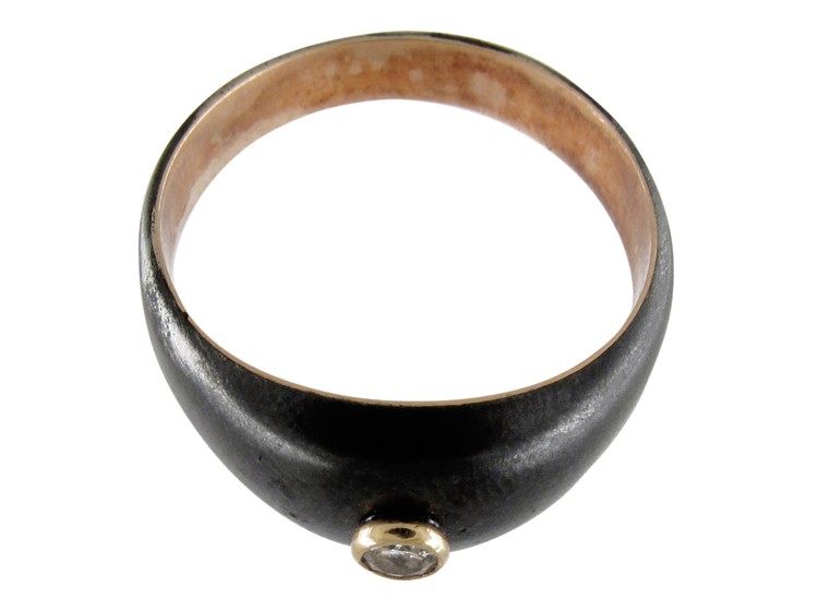 Gun Metal & Gold & Diamond Ring