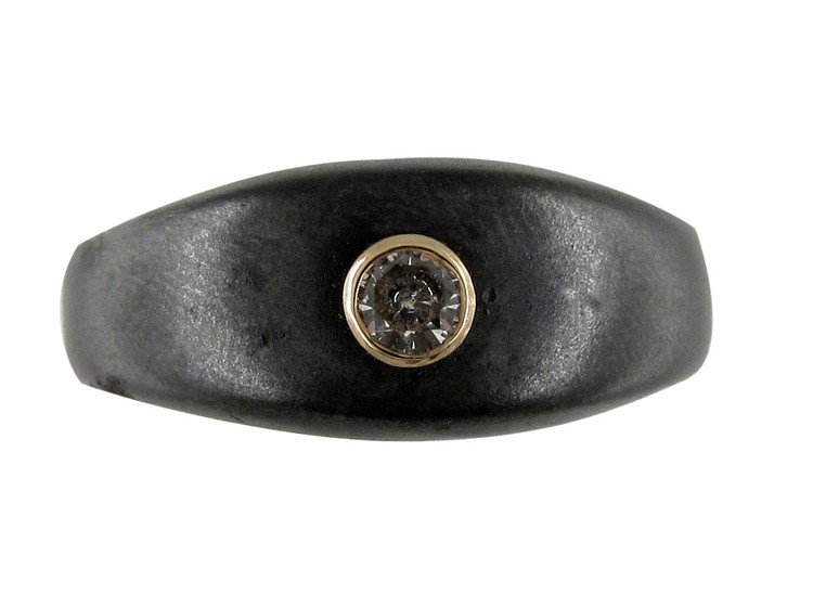 Gun Metal & Gold & Diamond Ring