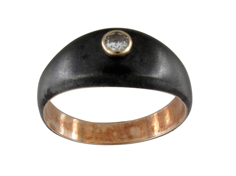 Gun Metal & Gold & Diamond Ring