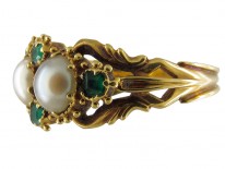 Regency Three Natural Pearl & Emerald Ring