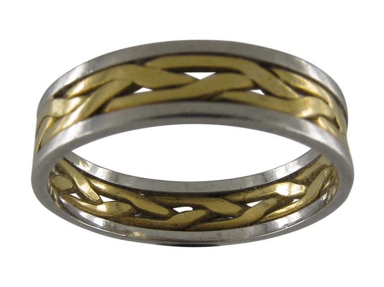 Gold & Platinum Wavy Wedding Band