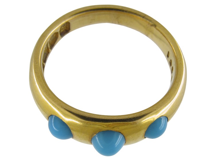 Three Stone Turquoise Victorian Ring