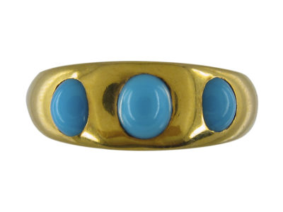 Three Stone Turquoise Victorian Ring