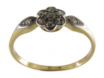 Small Diamond Cluster Ring with Diamond Shoulders