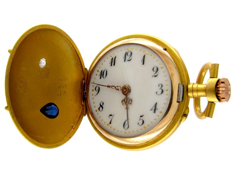 Sapphire & Diamond 14ct Gold Hunter Watch