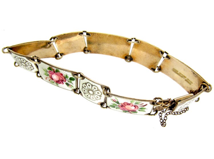 Silver & Enamel Flowers Bracelet by David Andersen