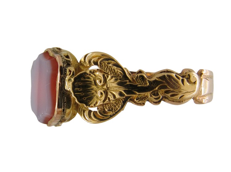 Banded Agate Shell Sided Signet Ring