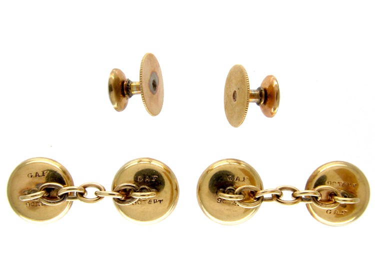 9ct & Platinum Cufflinks & Studs Set