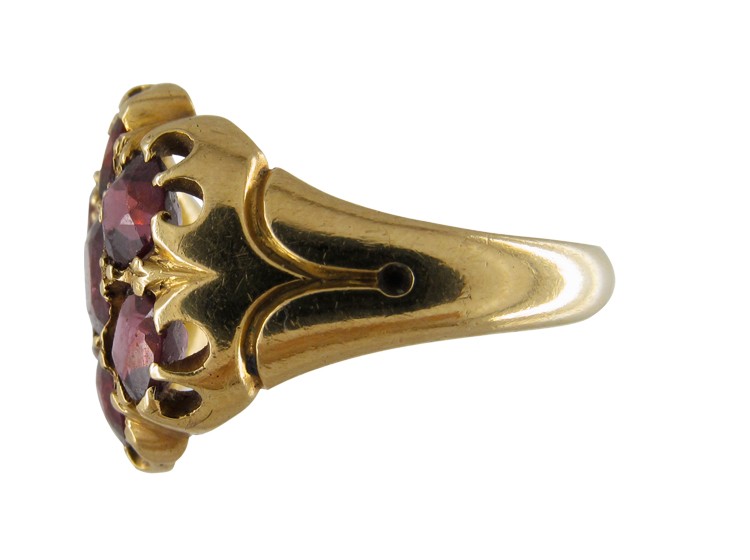 Edwardian Garnet Cluster Gold Ring