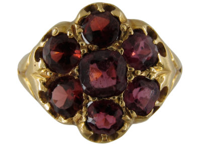 Edwardian Garnet Cluster Gold Ring