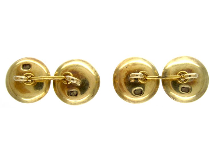 15ct Gold & Mother of Pearl & Turquoise Cufflinks