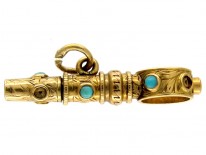 15ct Gold Watch Key set with Turquoise