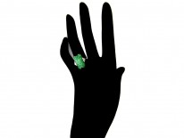 Carved Jade White Gold Art Deco Ring