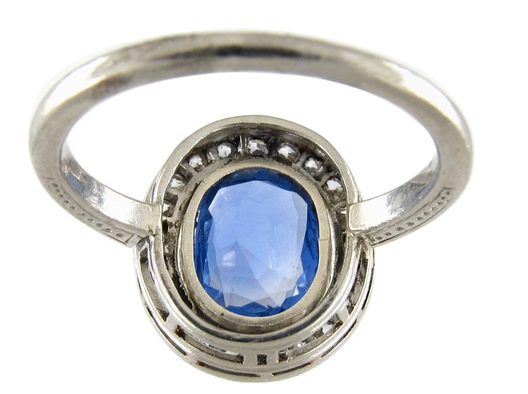 Sapphire & Diamond Oval Ring