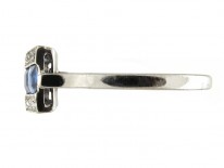 Burma Sapphires & Diamonds Square Deco Platinum Ring