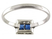 Burma Sapphires & Diamonds Square Deco Platinum Ring