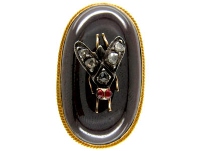 Large Cabochon Garnet & Diamond Victorian Ring