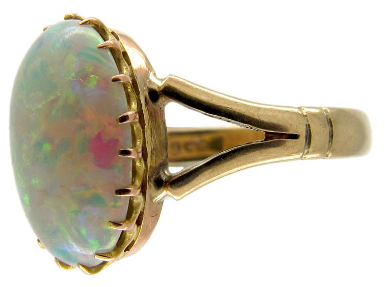 Opal Single Stone Gold Ring