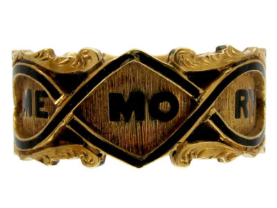 Georgian 18ct Gold & Black Enamel Memorial Ring