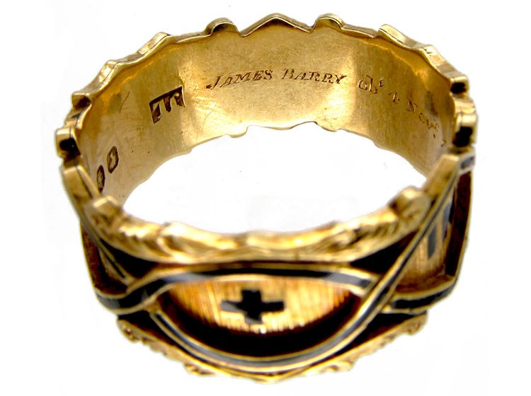 Georgian 18ct Gold & Black Enamel Memorial Ring