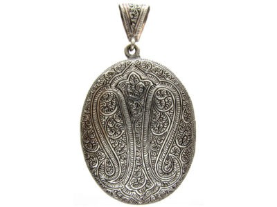 Large Victorian Silver Engraved Locket