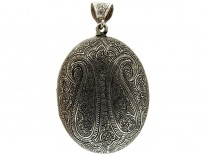 Large Victorian Silver Engraved Locket