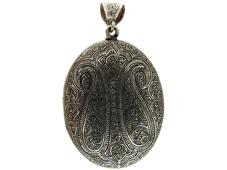 Large Victorian Silver Engraved Locket