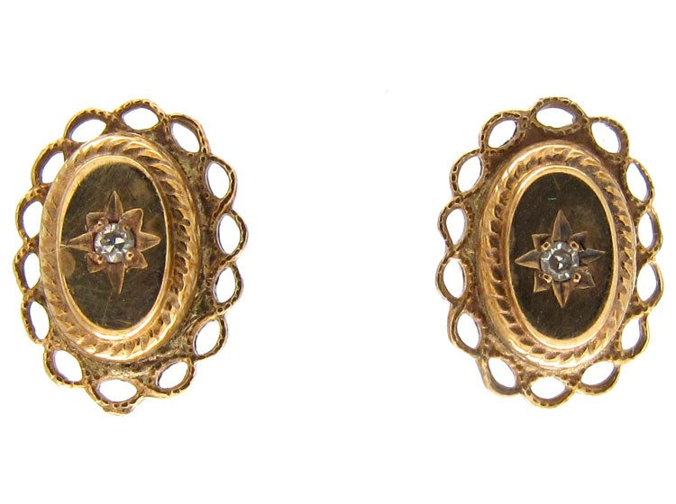 Victorian 15ct Gold Diamond Earrings