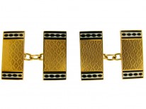 Black & White Enamel 18ct Gold Art Deco Cufflinks