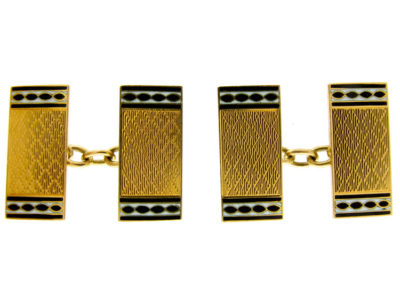 Black & White Enamel 18ct Gold Art Deco Cufflinks