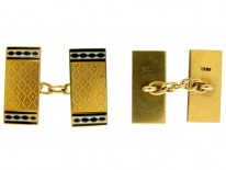 Black & White Enamel 18ct Gold Art Deco Cufflinks