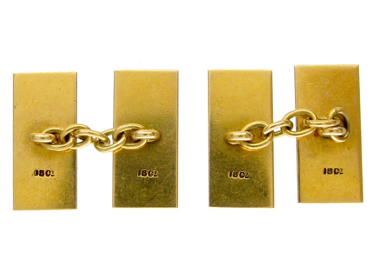 Black & White Enamel 18ct Gold Art Deco Cufflinks
