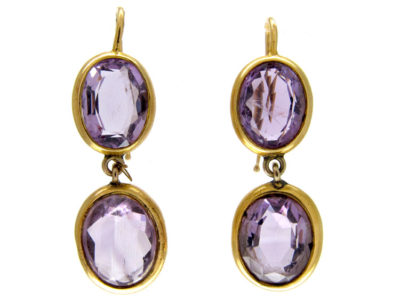 Amethyst 18ct Gold Drop Earrings