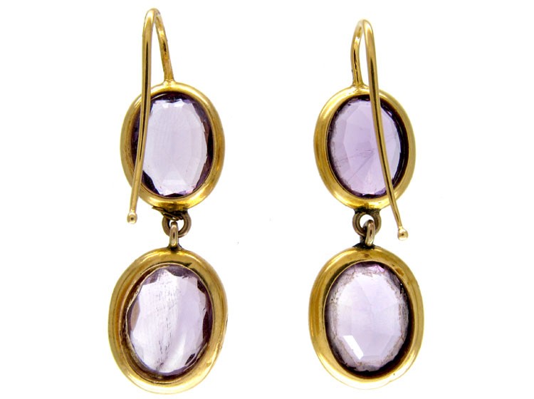 Amethyst 18ct Gold Drop Earrings