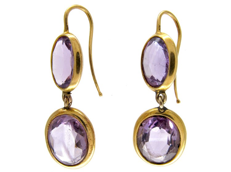 Amethyst 18ct Gold Drop Earrings