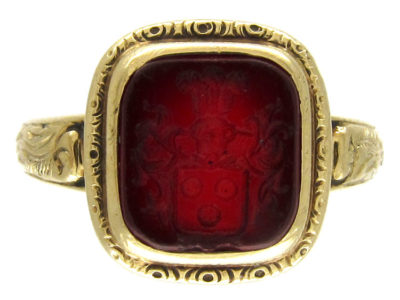 Early Victorian Engraved Carnelian Signet Ring